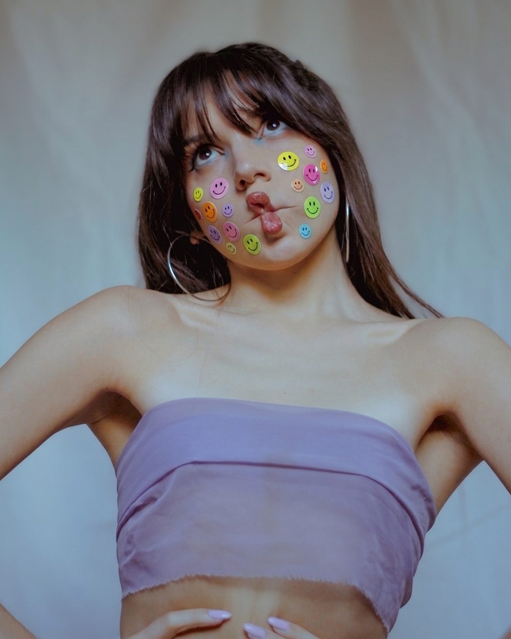 Studio portrait in lilac